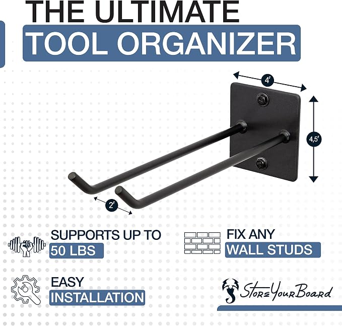 StoreYourBoard Tool Max Single Storage Rack, Wall Mount Home and Garage Hook - Image 4
