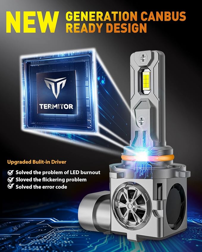 HB4 9006 Light Bulbs, 2024 Upgraded 22000LM Bright 6000K White Fog Bulbs - Image 7