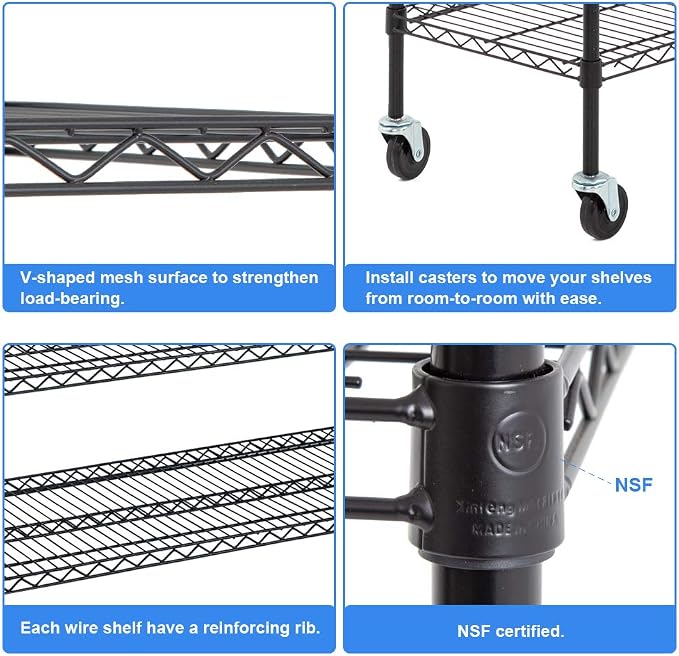 BestOffice NSF Wire Shelving Unit 6-Shelf Large Storage Shelves Heavy Duty - Image 6