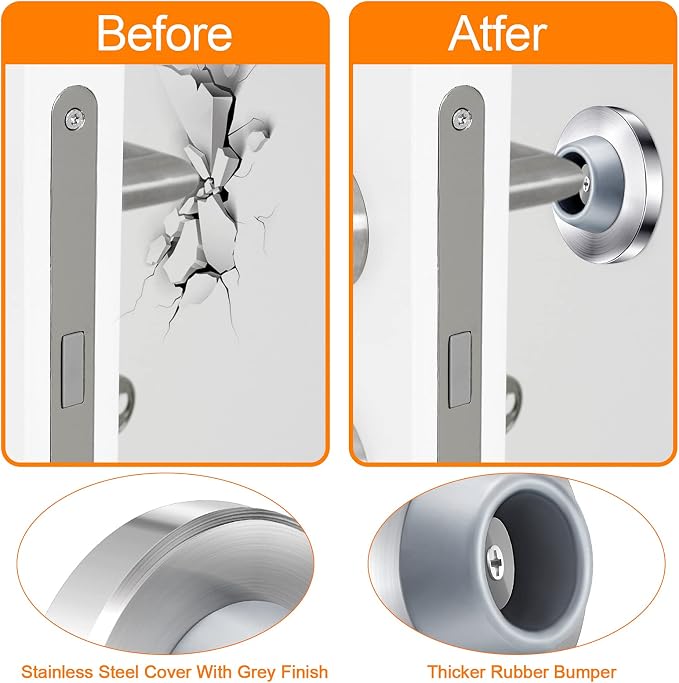 Blulu Concave Wall Door Stopper Door Bumper Stainless Steel Wall Protector - Image 3