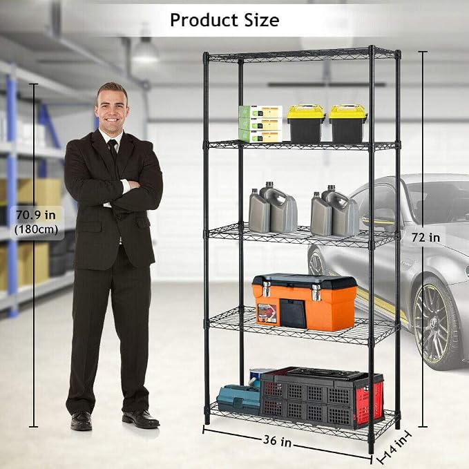 Wire Shelving Unit Commercial Metal Shelf Adjustable Layer Rack Strong Steel - Image 3