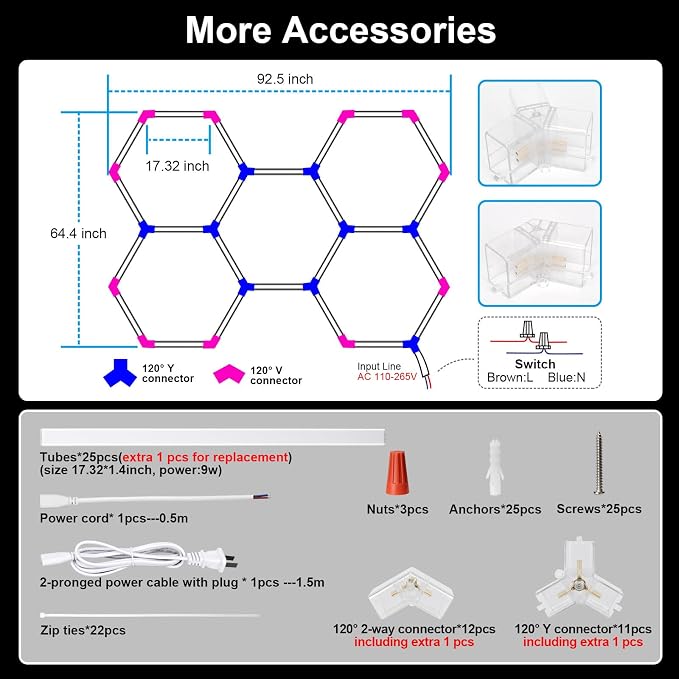 MODERN Hexagon Garage Lights，25 Pack 216W 25920LM High Brightness Hexagon - Image 6