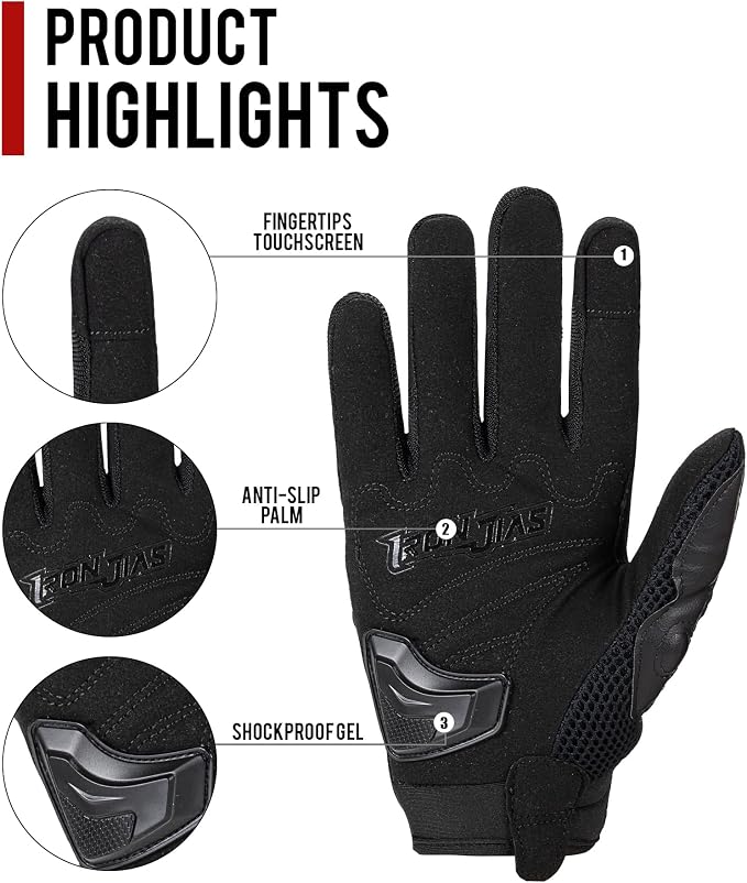Motorcycle Gloves Touch Screen for Men Women Padding Hard Knuckle Cycling - Image 4