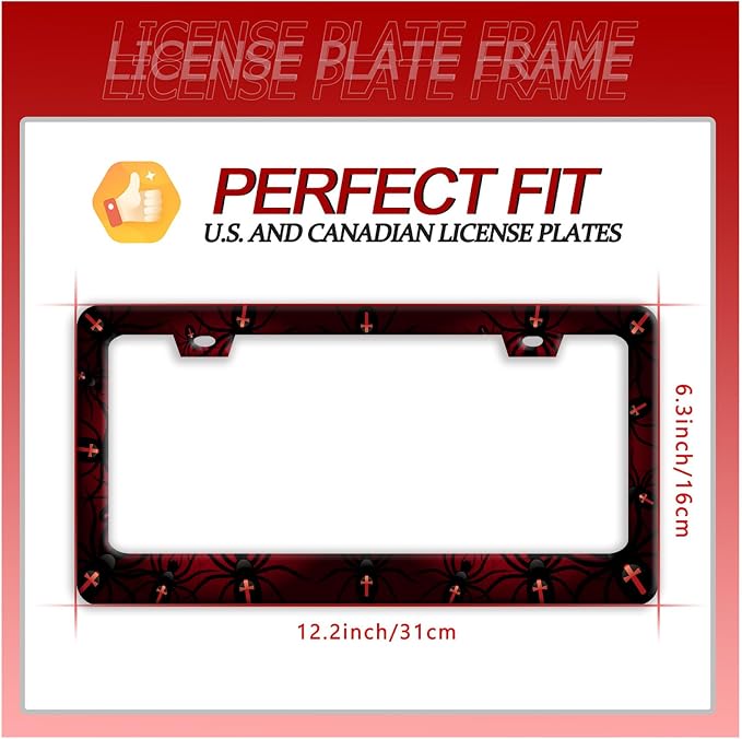 Personalise Bat Spider Web License Plate Frame Red Black License Plate Frames - Image 7