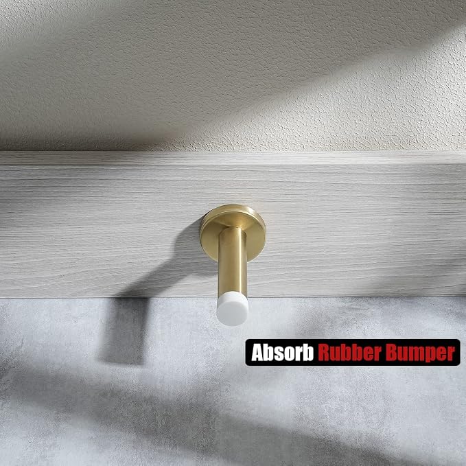 JQK Door Stopper Gold, 304 Stainless Steel Thicken 1mm Sound Dampening Door - Image 6
