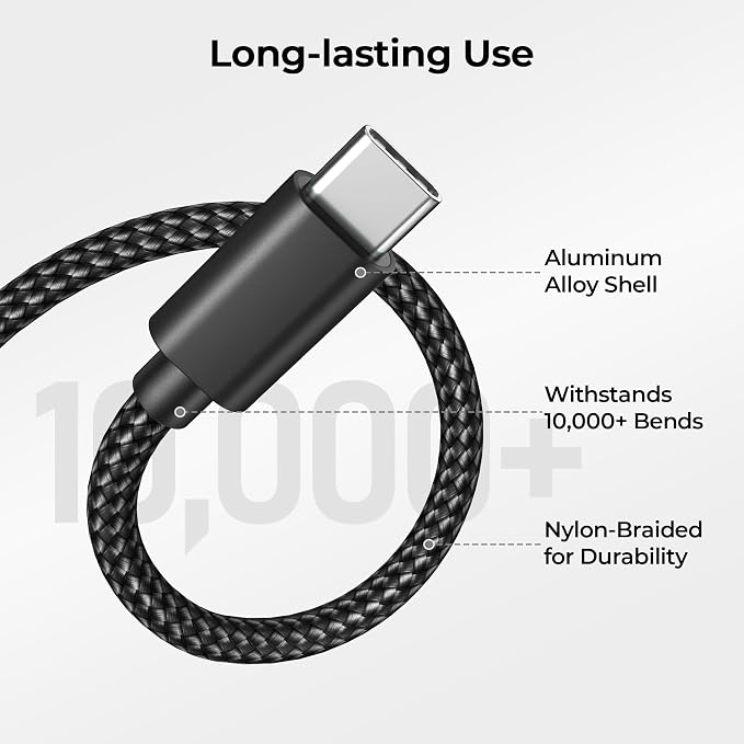 Basesailor USB Type C Charger Cable 3-Pack 3.3/6.6/10FT, Car Charging Cord - Image 3