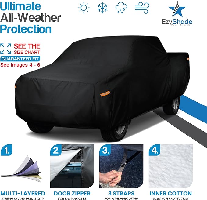 EzyShade 10-Layer Truck Cover Waterproof All Weather. See Vehicle Size-Chart - Image 2