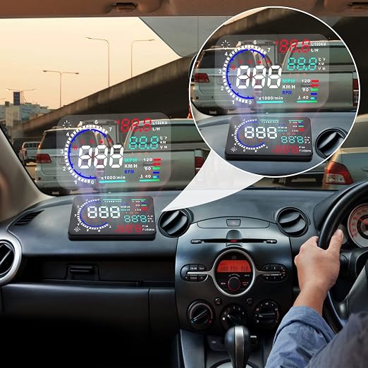 KAOLALI A8 HUD Display 5.5" Dash Screen Projector OBD2 Auto Gauge RPM MPH - Image 7