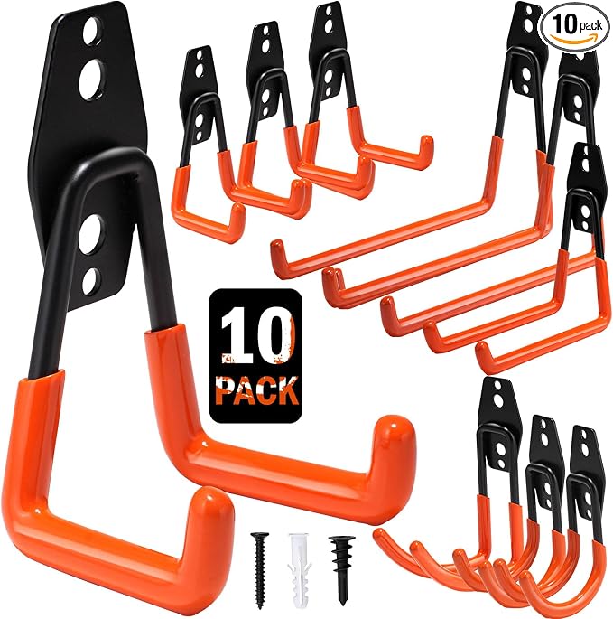 vivicreate 10 Pack Heavy Duty Garage Hooks Wall Mounted Steel Utility Storage by Vivicreate