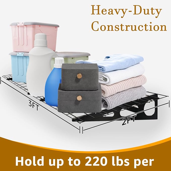 2 Pack 2x6 FT Garage Shelving Wall Mounted, 24x70 inch Floating Shelves - Image 3