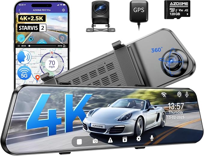 AZDOME PG17 Pro Mirror Dash Cam Front and Rear by AZDOME
