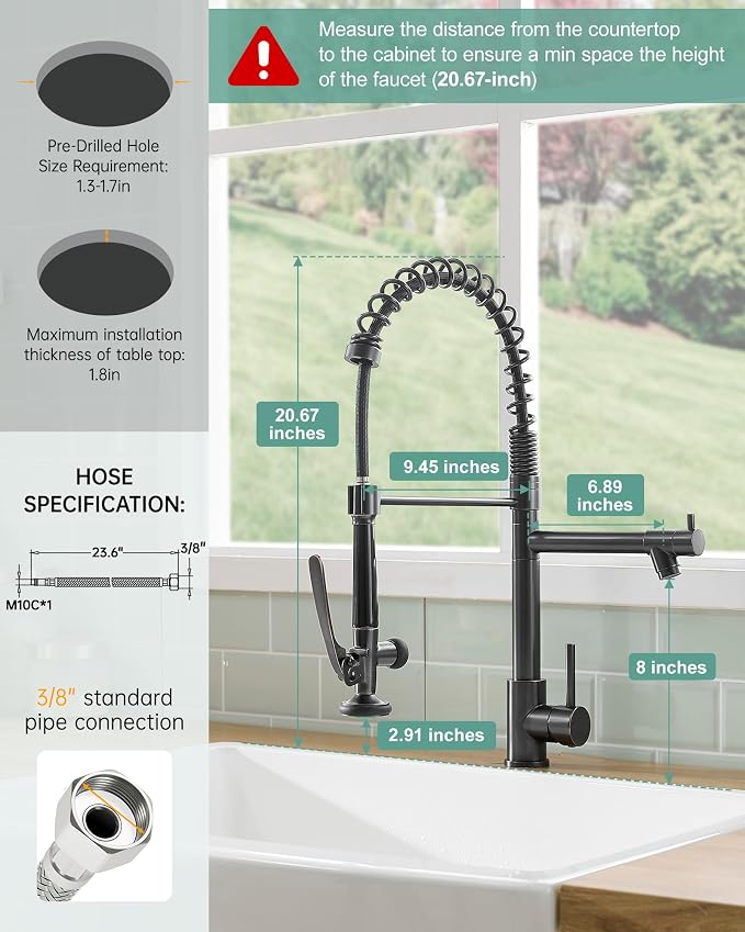Fapully Commercial Pull Down Kitchen Sink Faucet - Image 2