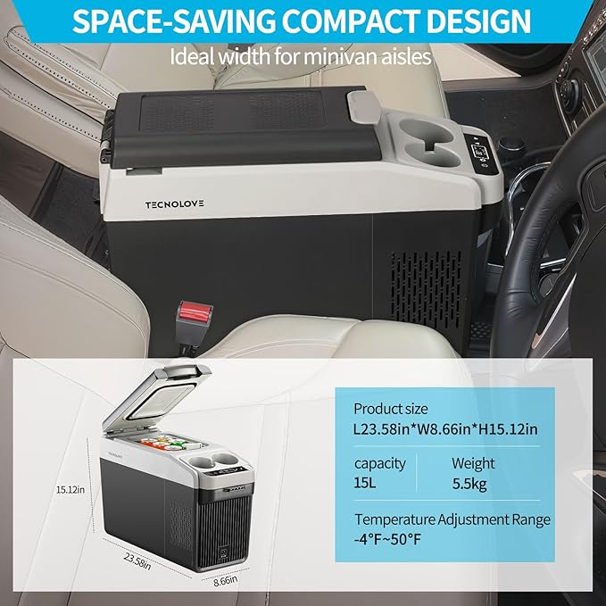 12 Volt Center Console Fridge, Car Refrigerator 16QT Cooler, Portable Car - Image 2