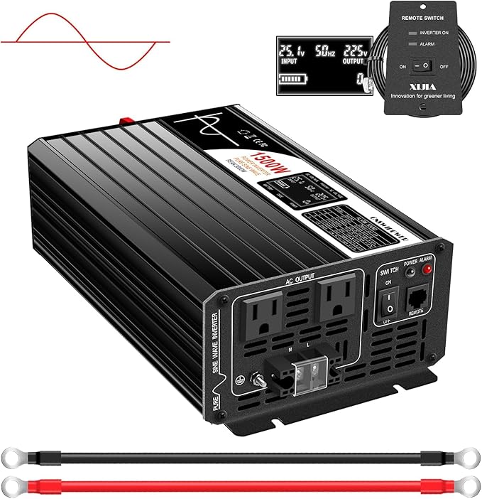 Xijia 1500W Pure Sine Wave Solar Power DC 12V Inverter AC 120V 60HZ Solar by XIJIA