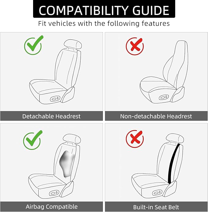 2 Pack Leather Front Car Seat Covers, Universal Breathable Full Surround - Image 6