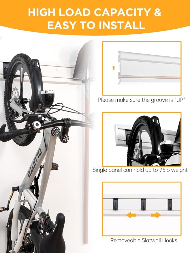 Slatwall Panels Garage Tool Organizer Wall Mount Garage Slat Wall Storage - Image 4