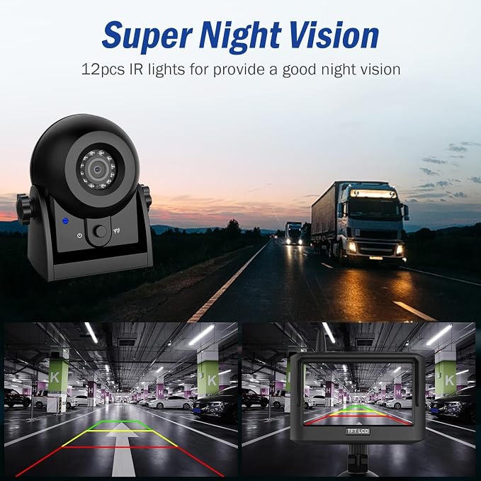 Magnetic Wireless Trailer Backup Camera System, 4.3inch TFT LCD Monitor & IP68 - Image 6