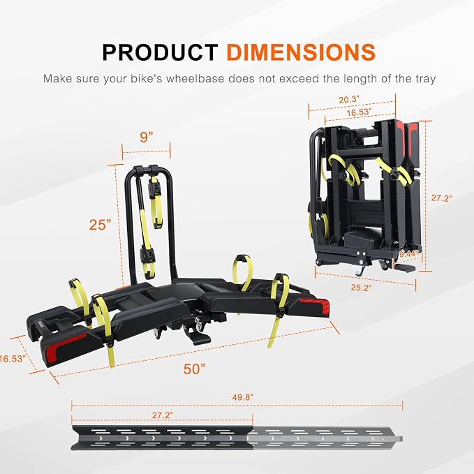 2 E-Bike Foldable Hitch Mount Bike Rack - Image 3
