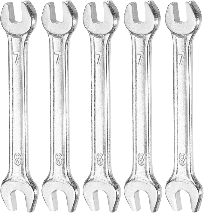 HARFINGTON 5pcs Double Open End Wrench 7mm x 8mm Metric 15 Degree Offset Angle by HARFINGTON