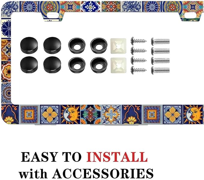 2Pack Mexican Tiles License Plate Frames Mandala Boho License Plate Frame Car - Image 6