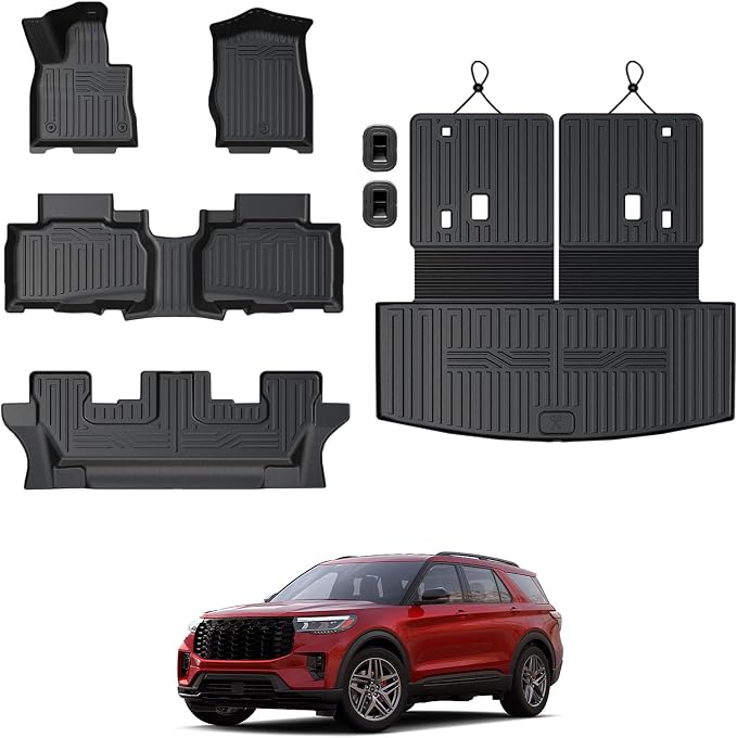 Floor Mats for 2020-2024 2025 Ford Explorer, All Weather TPE Floor Mat Cargo by GALVAGNITE