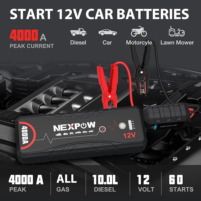 NEXPOW Car Jump Starter 4000A Car Battery Jump Starter Portable Pack - Image 2