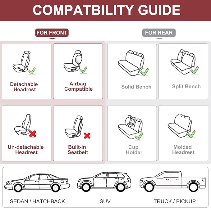 Front Seat Covers, 2 Pieces Universal Seat Covers - Image 4