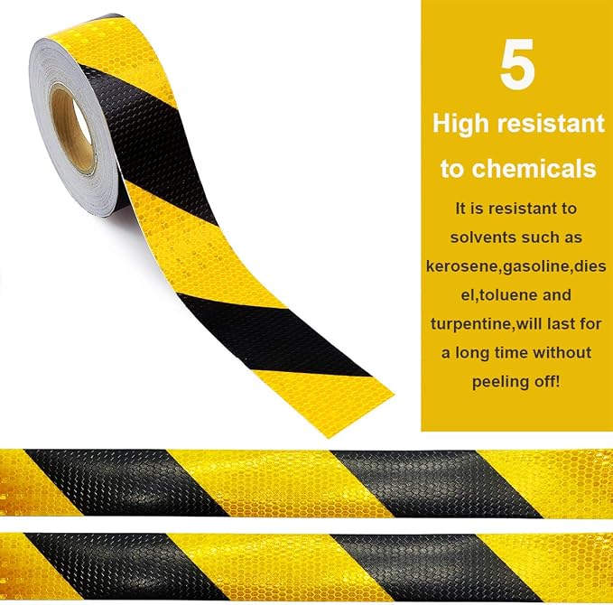 Waterproof Reflective Safety Tape Roll 2"X150' Yellow Black Striped Floor - Image 5
