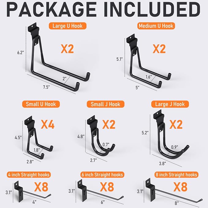 INCLY 36 Pack Heavy Duty Slatwall Hooks, Slat Wall Hanging Hooks and Hangers - Image 2