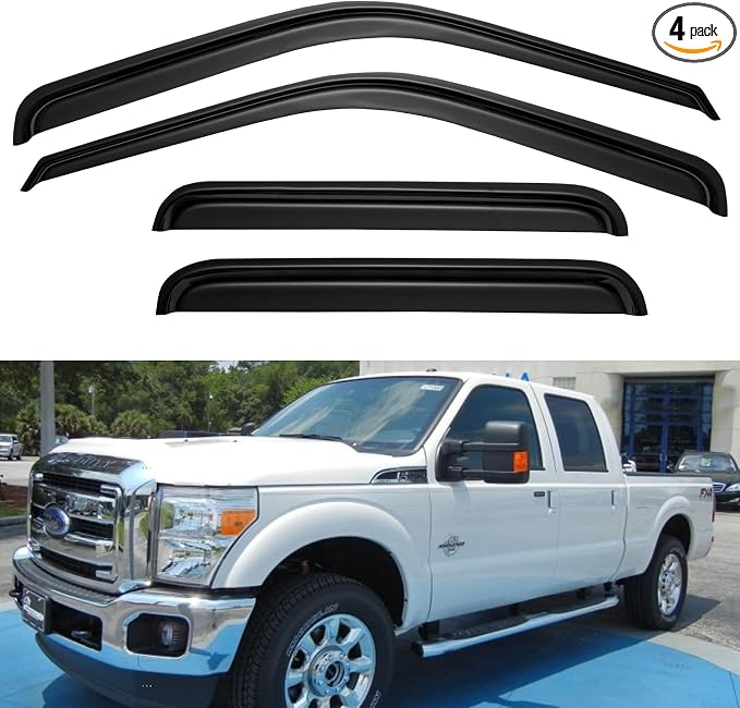 Window Visors Rain Guards for 1999-2016 Ford F250 F350 F450 F550 Super Duty by YQAUTEC