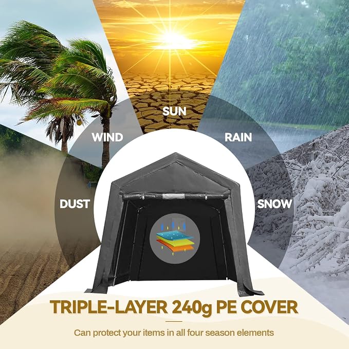 ADVANCE OUTDOOR 7x12 ft 2 Roll up Doors & Vents Outdoor Portable Storage - Image 4