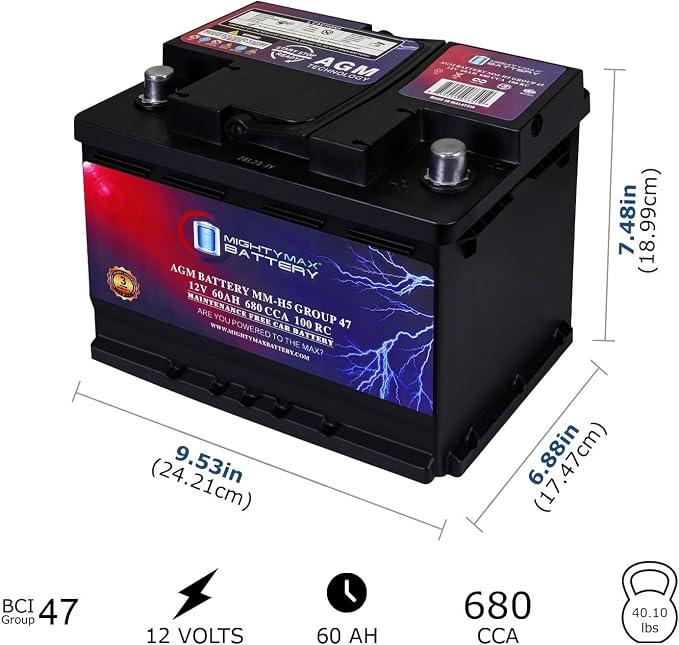 Mighty Max Battery MM-H5 Start and Stop Car BCI Group Size 47 12V 60 AH - Image 2