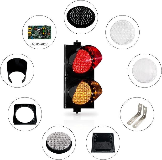 BBMI AC85-265V Red/Yellow 200mm Traffic Light, Stop and Go Light, Led Traffic - Image 2