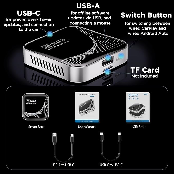 3-in-1 Wireless CarPlay Adapter & Android Auto Wireless Adapter, Plug & Play - Image 9