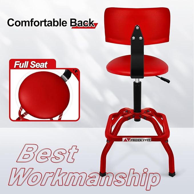 Shop Stool with Backrest, Mechanic Garage Stool - Image 6