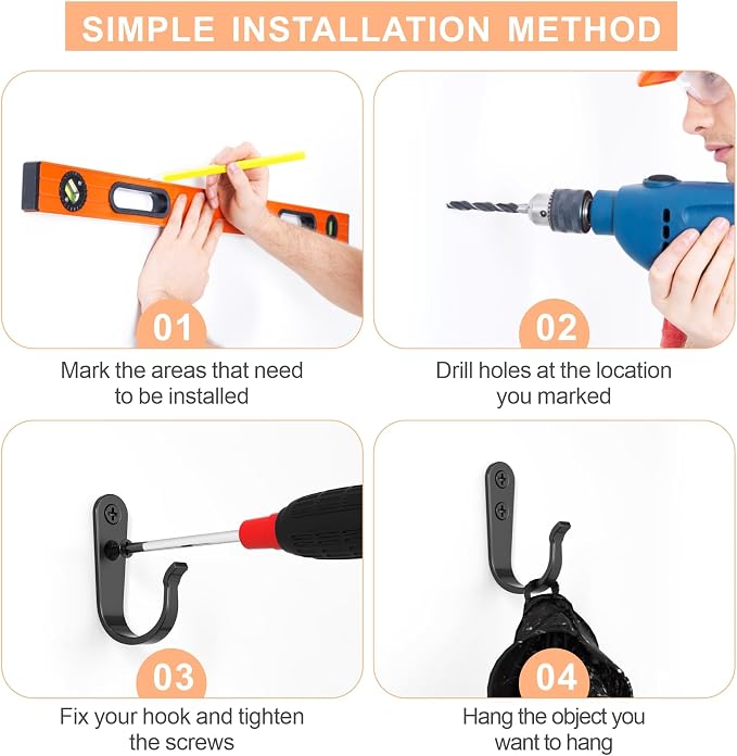 20PCS Wall Hooks for hanging, Metal Wall Hooks for Coats, Coat hooks for Wall - Image 7
