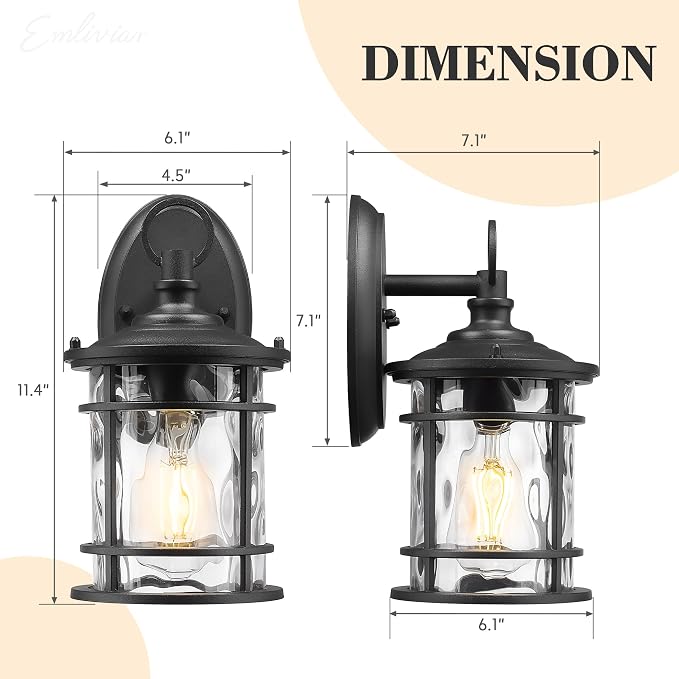 Emliviar 2 Pack Exterior Wall Sconce Light, Anti-Rust Outdoor Lanterns Wall - Image 6