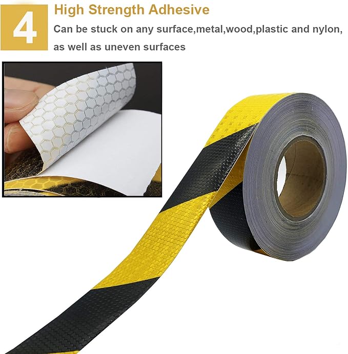 Waterproof Reflective Safety Tape Roll 2"X150' Yellow Black Striped Floor - Image 4