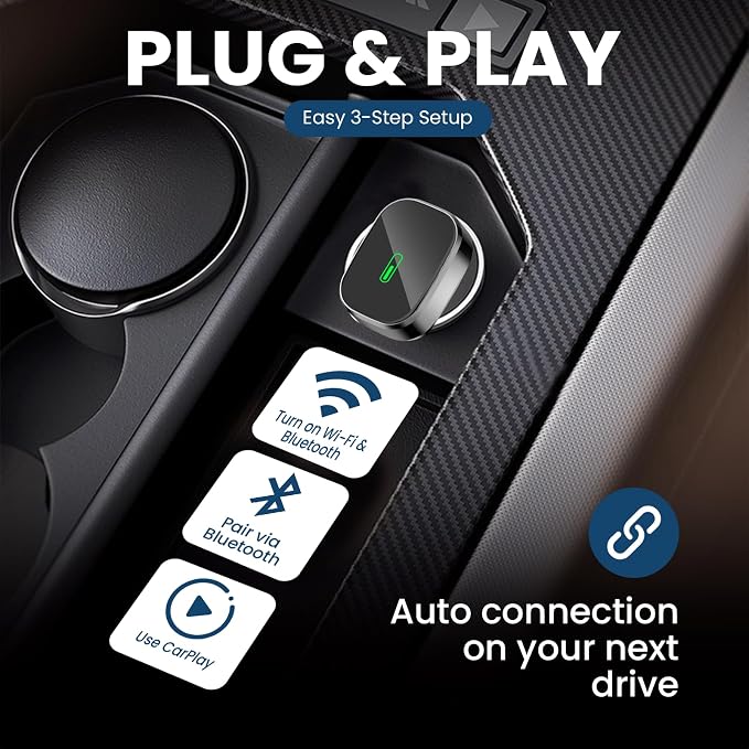 Wireless CarPlay Adapter, 2-in-1 Apple CarPlay & Android Auto Wireless Adapter - Image 3
