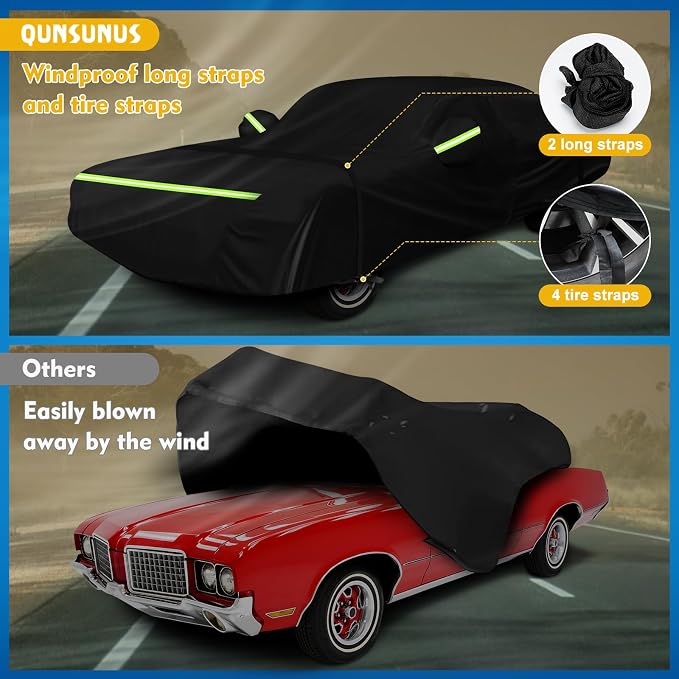 QUNSUNUS Waterproof Car Cover for Oldsmobile Cutlass 1966-1980/1988, Outdoor - Image 5