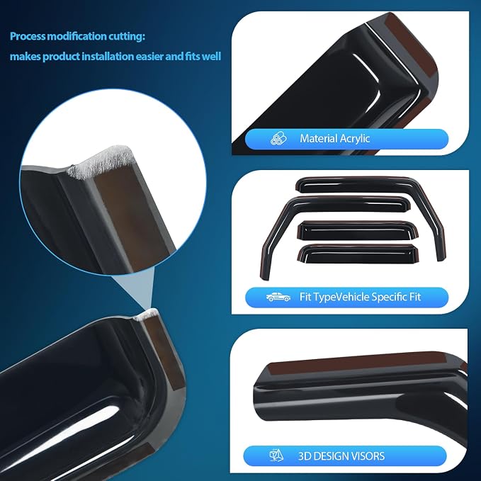 Nilight in Channel Rain Guards for Wrangler JK 2007 2008 2009 2010 2011 2012 - Image 2