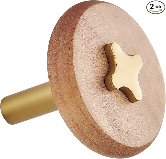 Solid Brass & Maple/Mahogany Wall Hooks 2 Pack by TECI