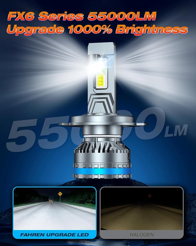 FAHREN H4/9003 Bulbs, Upgraded 120W 55000LM Bright Fog Lighting Bulb, 6500K - Image 2