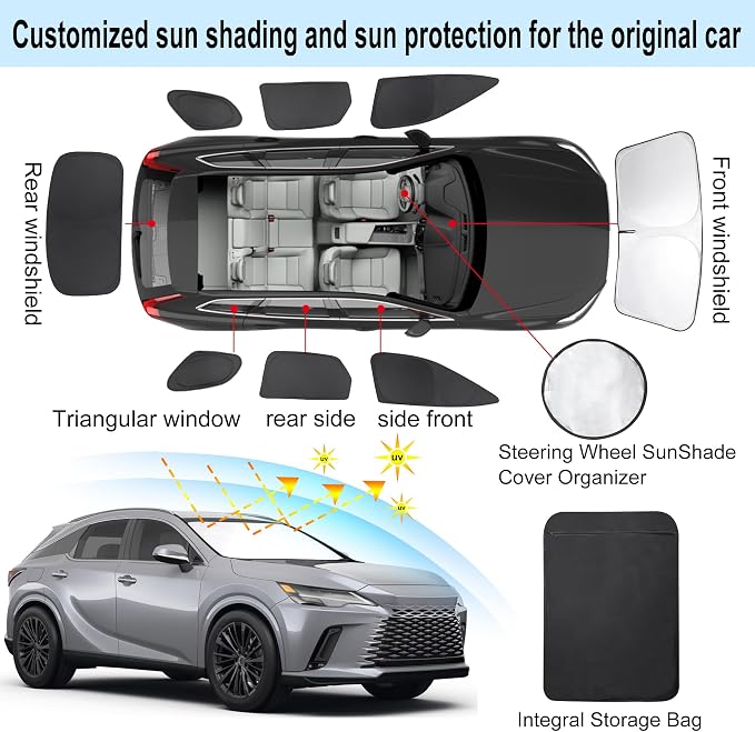 TINGLU Window Shades for Lexus RX 2023 2024 2025 Accessories Car Side Full - Image 3