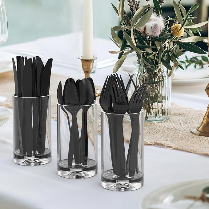 360 Count Extra Heavy Duty Black Plastic Forks Disposable, Heat Resistant - Image 7