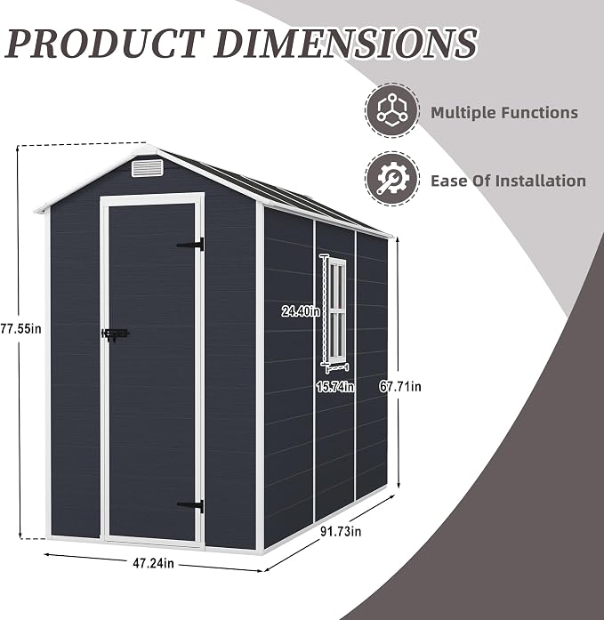 8x4 FT Outdoor Storage Resin Shed - Image 8
