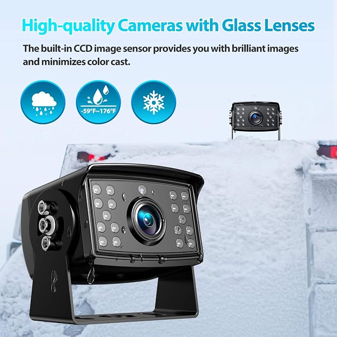 Fookoo Ⅱ HD Wired Backup Camera System Kit, 10 inch Dual Split Screen Monitor - Image 4