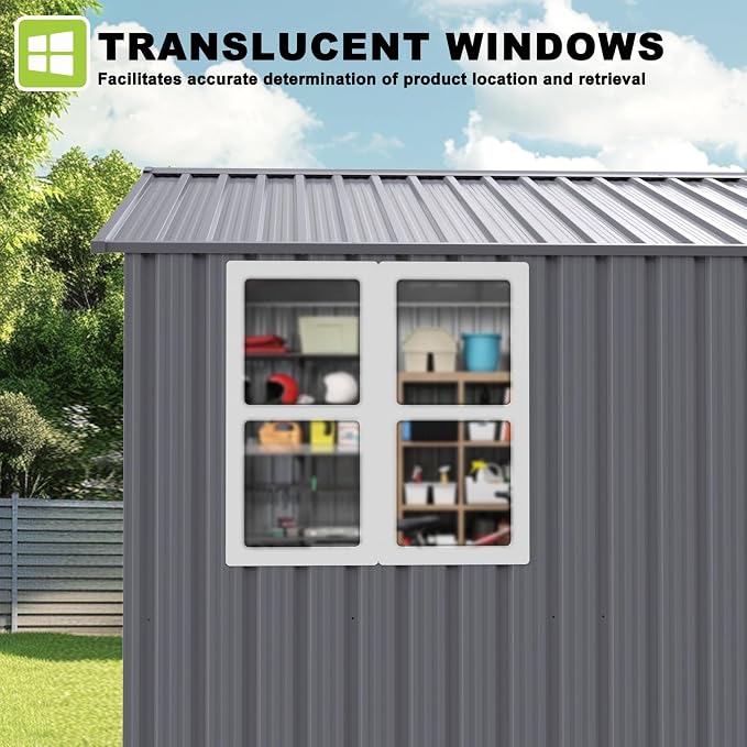 8x10 FT Outdoor Storage Shed, Metal Garden Shed - Image 2