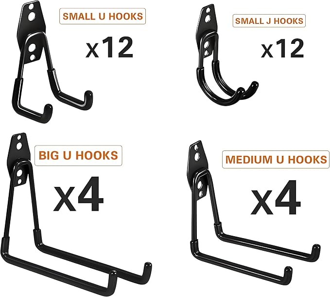 32 Pack Garage Hooks Heavy Duty, Utility Steel Wall Mount - Image 2