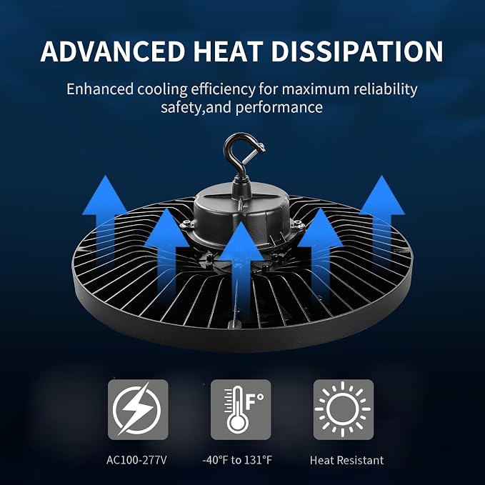 0-10V Dimmable UFO LED High Bay Light, 3 CCT Selectable LED Shop Lights - Image 5